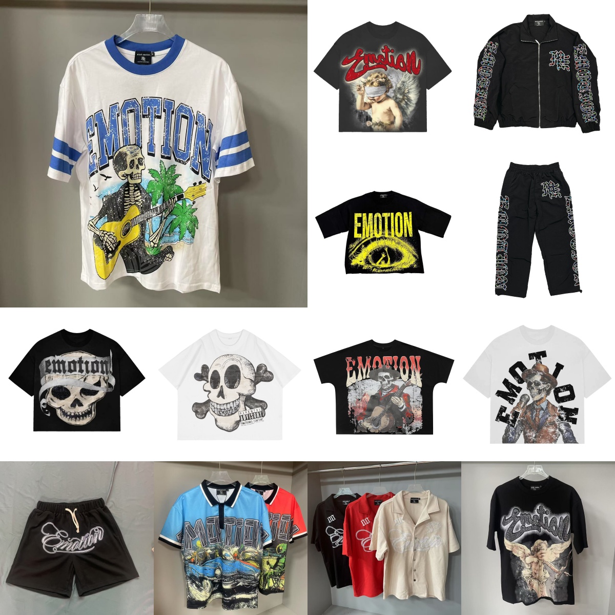 MIXED EMOTION T-shirt Cute Print Couple Hip Hop Style Casual Short Sleeve Shirts Shorts Designer Shirts Hoodie mens shorts shirts US size S-XL