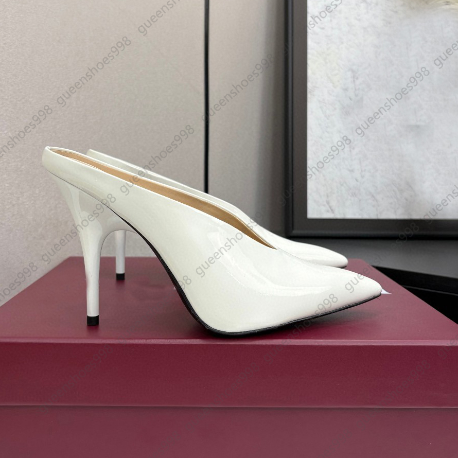 Elegant Slingbacks Women High Heel Luxury Designer Sandals Casual Patent Leather Pointed Toe Party Wedding Shoes Size 35-41