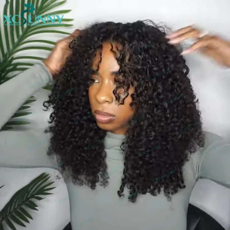 Invisible Knots Afro Kinky Curly Pre-Separated Knotless Crochet Human Hair With String Loop Chemical fiber hair