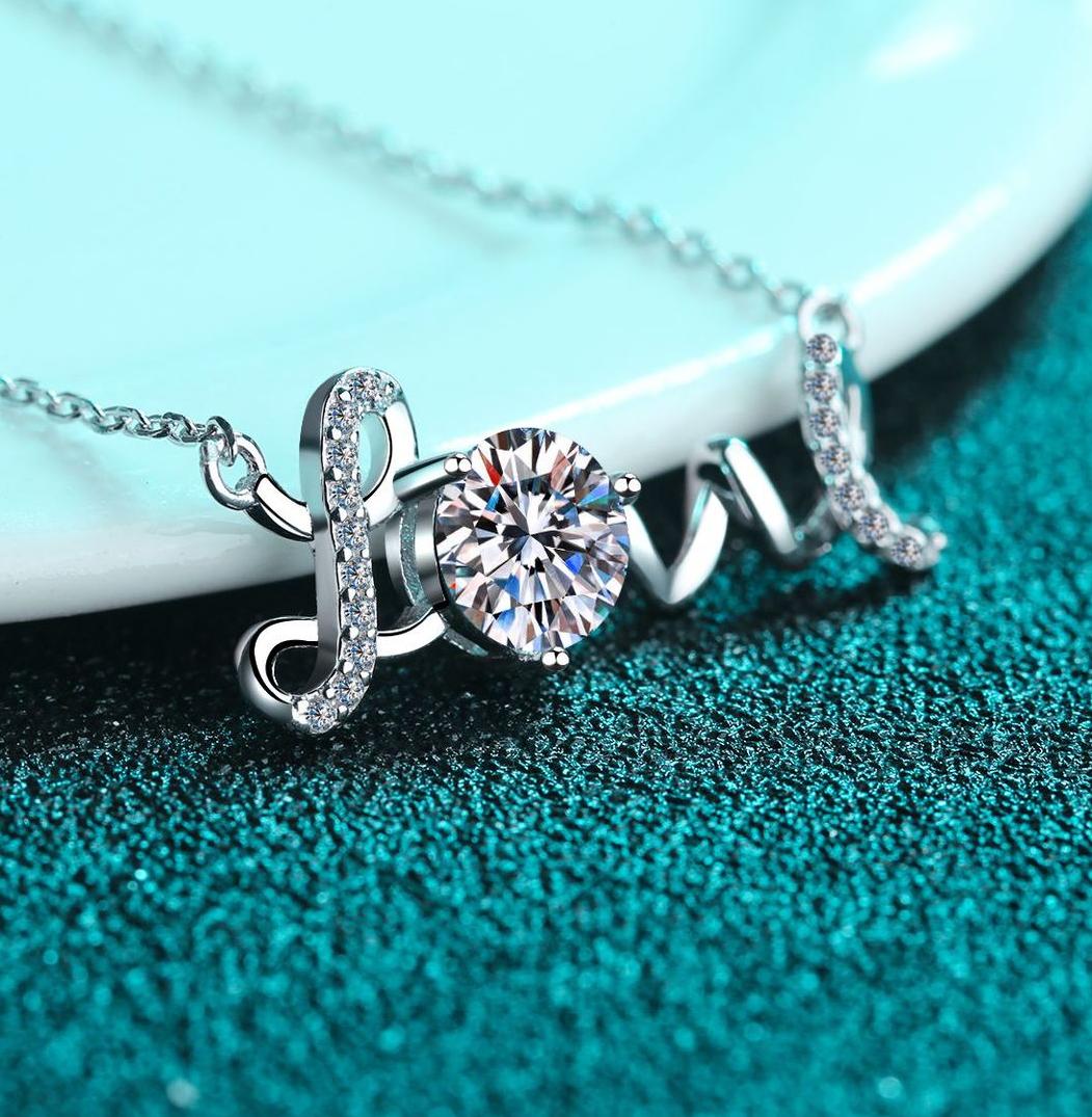 925 Sterling Silver Heart-Shaped Moissanite Pendant Necklace with Platinum Coating, 1ct Gemstone for Women, Elegant and Timeless Jewelry