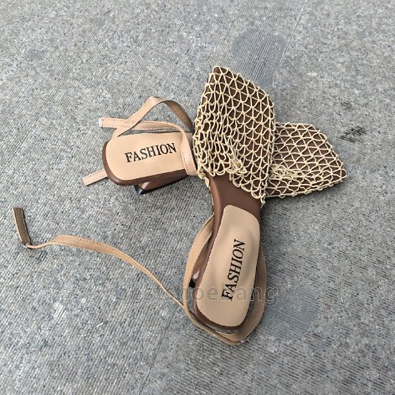 free shipping designer sandals womens high heels comfort retro woven square-toed flats sandal fashion classic khaki black chunky mid-heeled commuter w