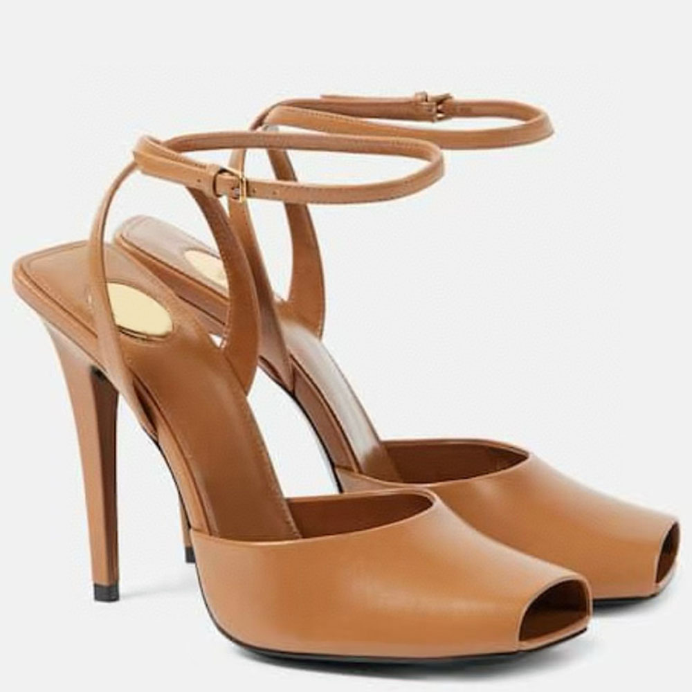 New Patent leather Slingback Pumps sandals buckle Peep Toes stiletto heels women's Fashion high heeled Luxury Designers Evening Party shoes factory footwear