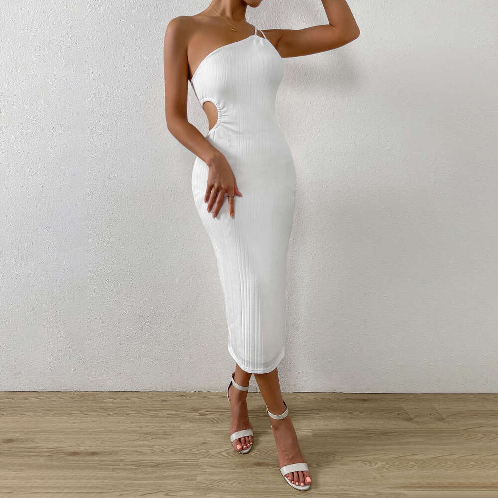 Halter Whit Maxi Dresses Women S Adjustable Single Side Shoulder Strap Suspender Dress With Exposed Backpack Buttocks And Sexy Bottom Skirt Slim Fit P