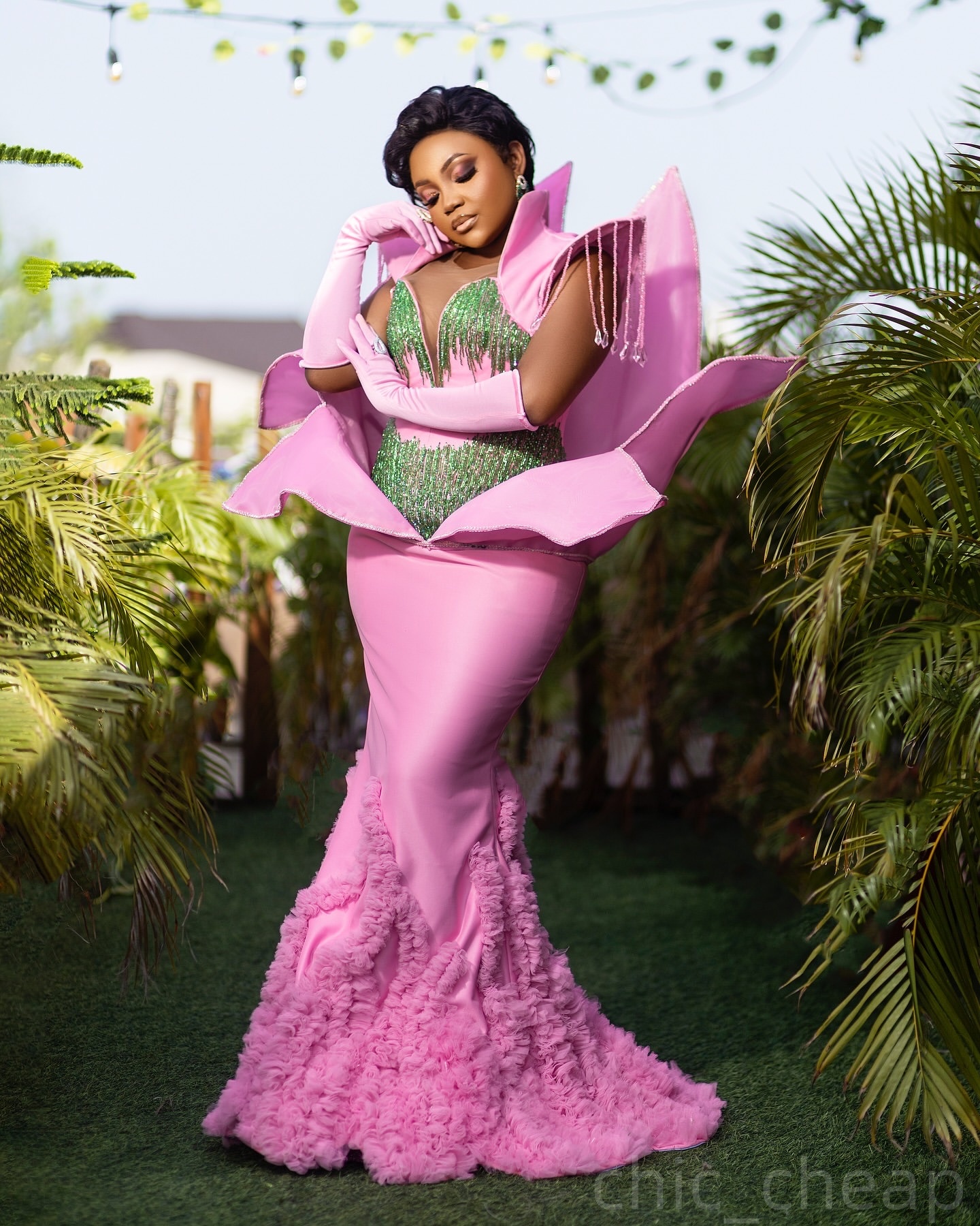 Pink Mermaid Prom Dresses 2025 Florals Crystals Beaded Satin Evening Formal Party Second Birthday Engagement Gowns Plus Size Dress For Special Occasio