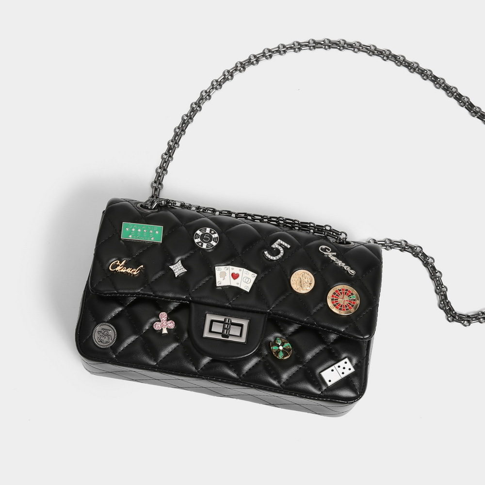 2025 Spring New Women's Small Fragrant Wind Ling Grid Chain Fashion Personality Letter Badge Single Shoulder Crossbody Bag