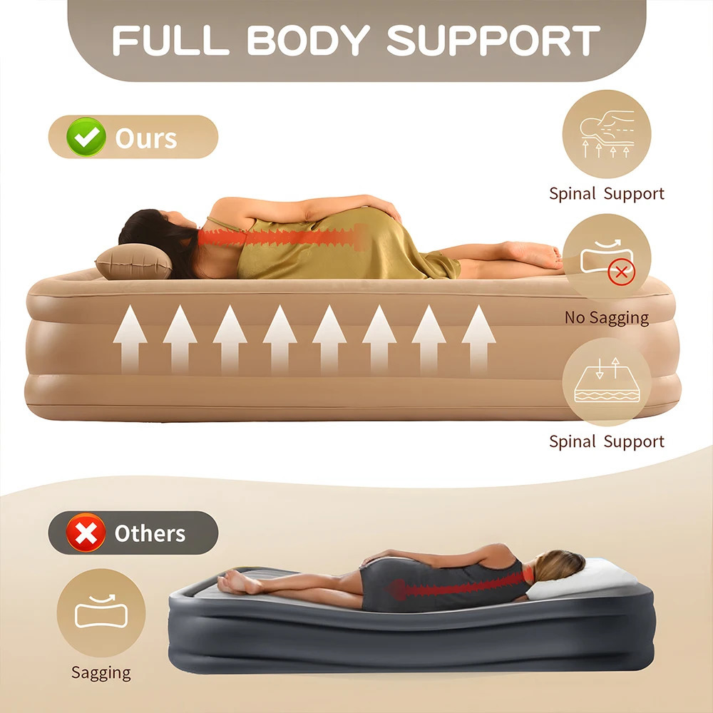 Queen Air Mattress with Built in PumpComfort Blow up Mattress Inflatable Mattress for Home Travel Camping Airbed 250514