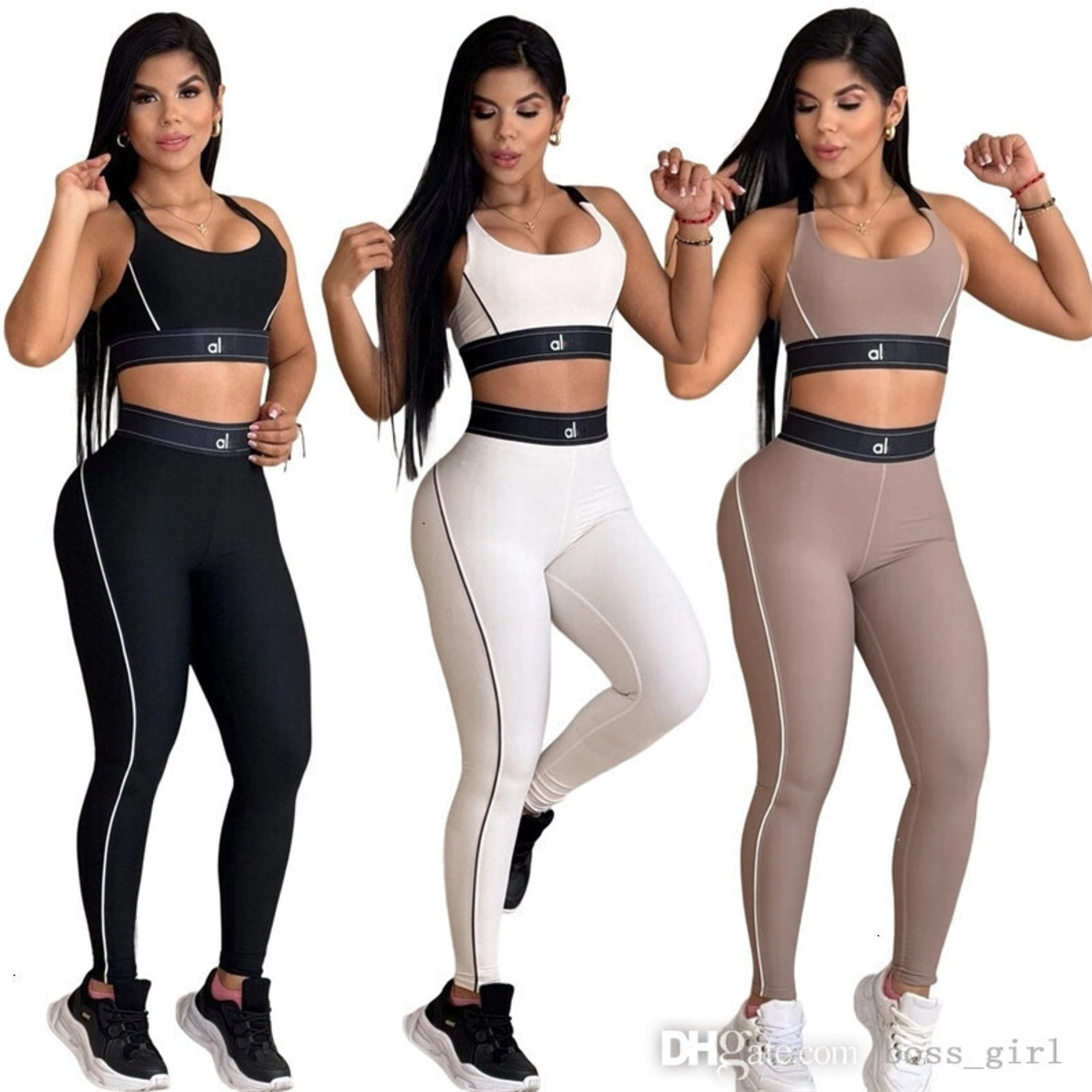 Women Tracksuits Two Pieces Set Summer New Yoga Set Gathering Sports Tank Top High Waist Hip Lifting Abdominal Compression Fitness Set 10 Styles