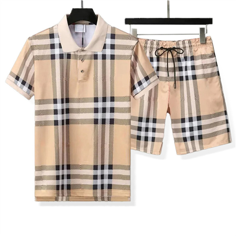 Mens Tracksuits Sets Jogger Sweatshirts Sports Sporting Suit Men Women Short Pants Lapel short sleeve suits Designer Sportswear stripe printing sports suits M-3XL