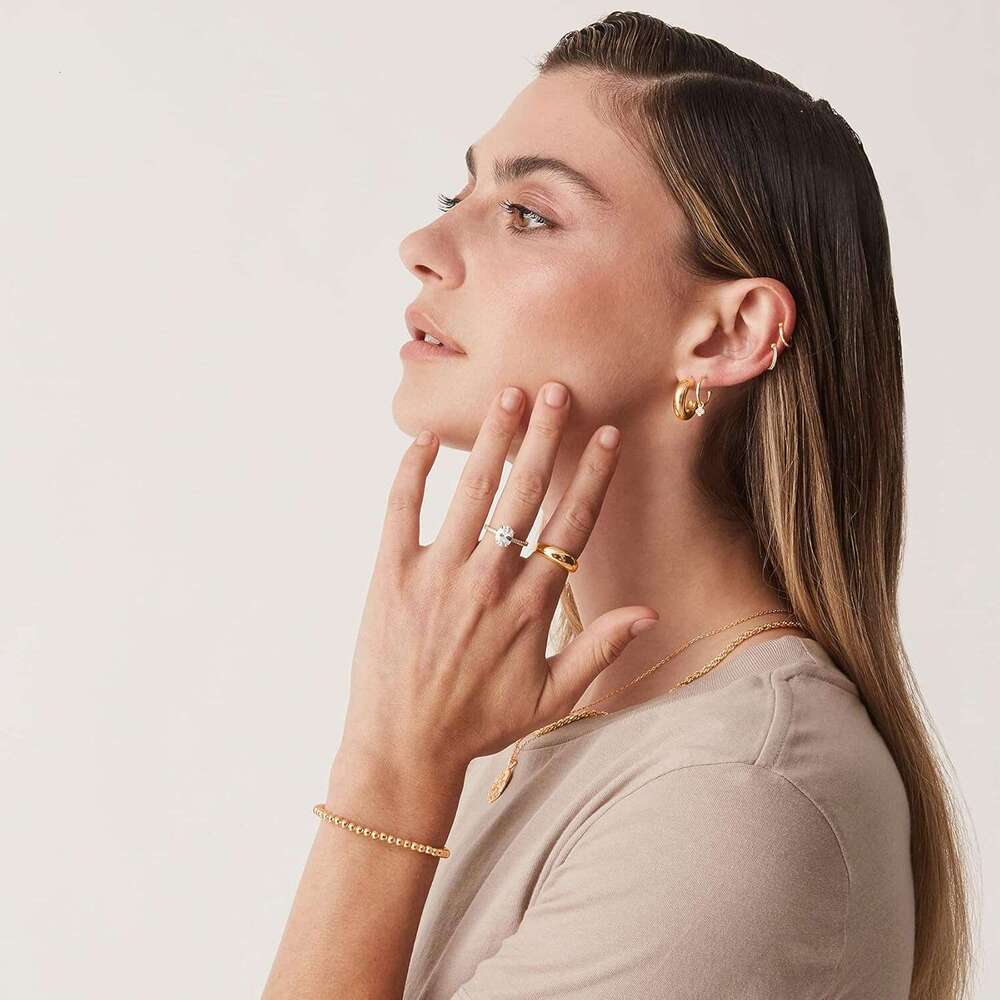 14K gold-plated Fluffy dome stackable | Women's thick stamp ring