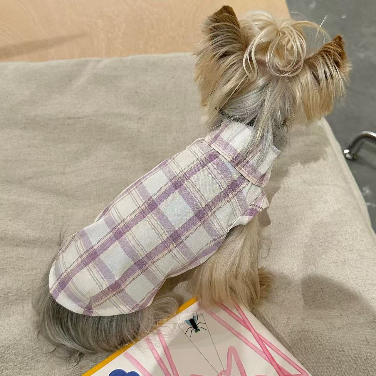 T00275 Xiao Tian Zhou Korean version printed small flying sleeve lace vest Maltese Yorkshire dog cat clothes