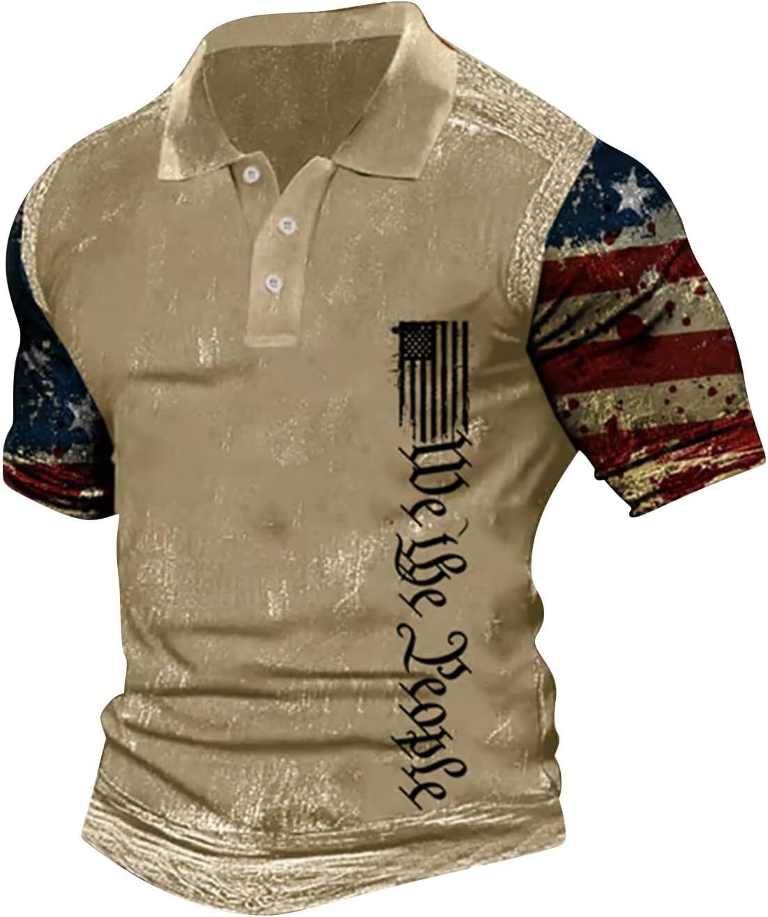 Mens Polo shirt Men's Polo Shirts WE The People Distressted American USA Flag Golf T Shirts Slim Short Sleeve Button Muscle Tee Tops Polos shirts