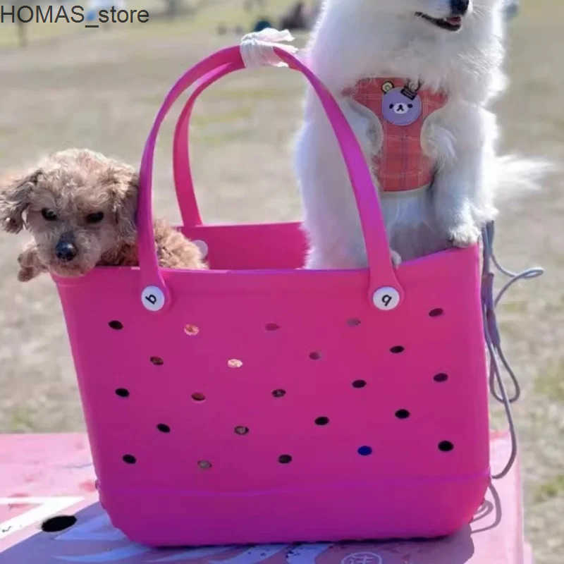 Medium Bogg Beach Bag EVA Rubber Waterproof Pool Shoulder Handbag Picnic Women Shopping Storage Basket Tote Jelly Sac Bogg Bag Q0523