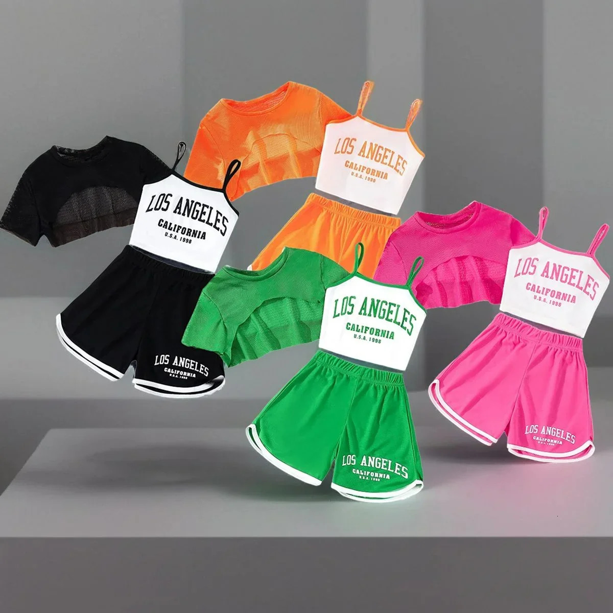 2024 Kids Girls Clothing Set Summer Short Sleeve Gauze 3pc Pants Children Outfits Casual Cute Ventilate Coolness Suit 250517z