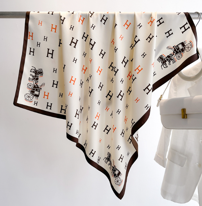 Square Letter Designer Print imitate Silk Scarf Headband for Women Fashion Handle Bag Scarves Paris Shoulder Tote Luggage Ribbon Head WrapN 90-90cm 40style