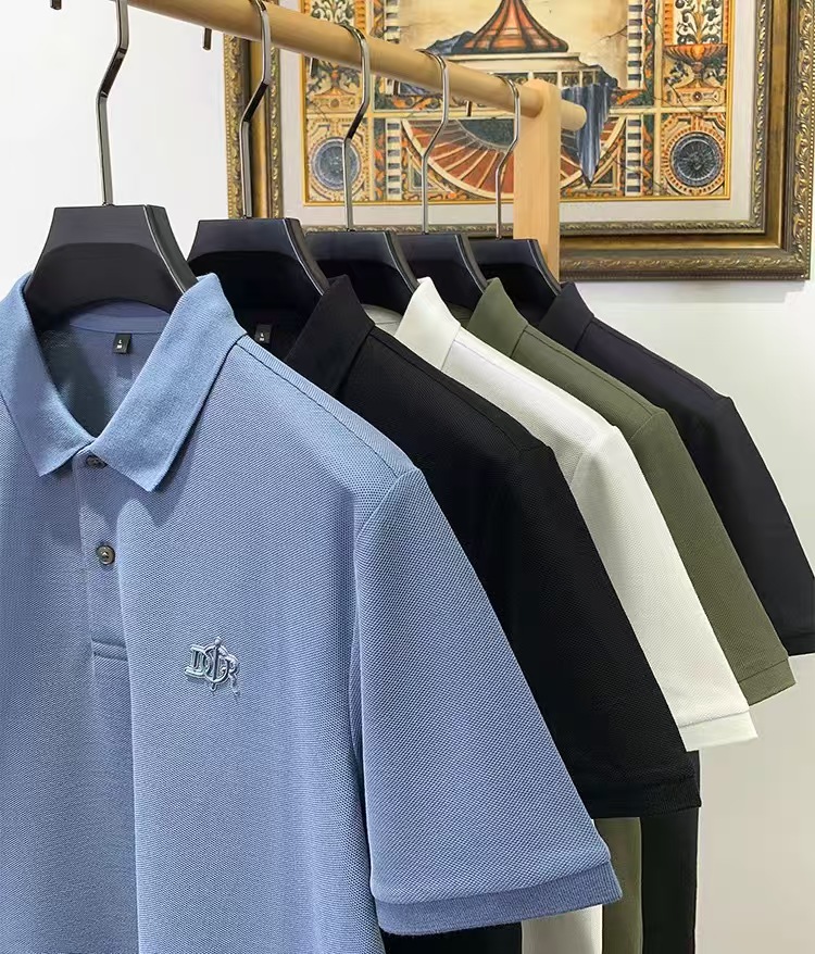 Men's Summer High-End Pique Cotton Short-Sleeve POLO Shirt - Designer Brand 3D Embossed Embroidery Business Casual Lapel T-Shirt