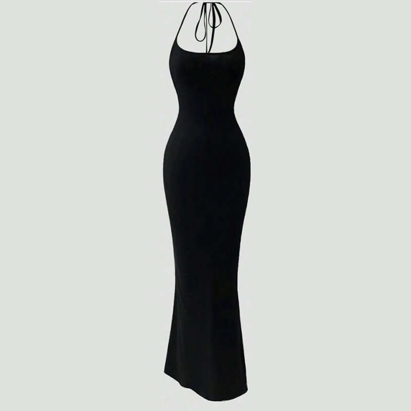 Halter Whit Maxi Dresses Sexy Neck Hanging Suspender Leopard Print Slim Fit Backless Nightclub New Dress Prom Sexy Dress