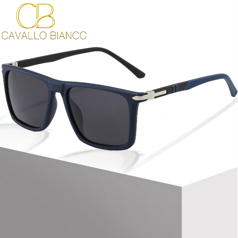 CB Square Polarized Sunglasses Men 007 Style Driving Glasses Male Luxury Brand Designer Eyeglasses Light Weight Cycling Cat Eye Fishing CAVALLO BIANCO