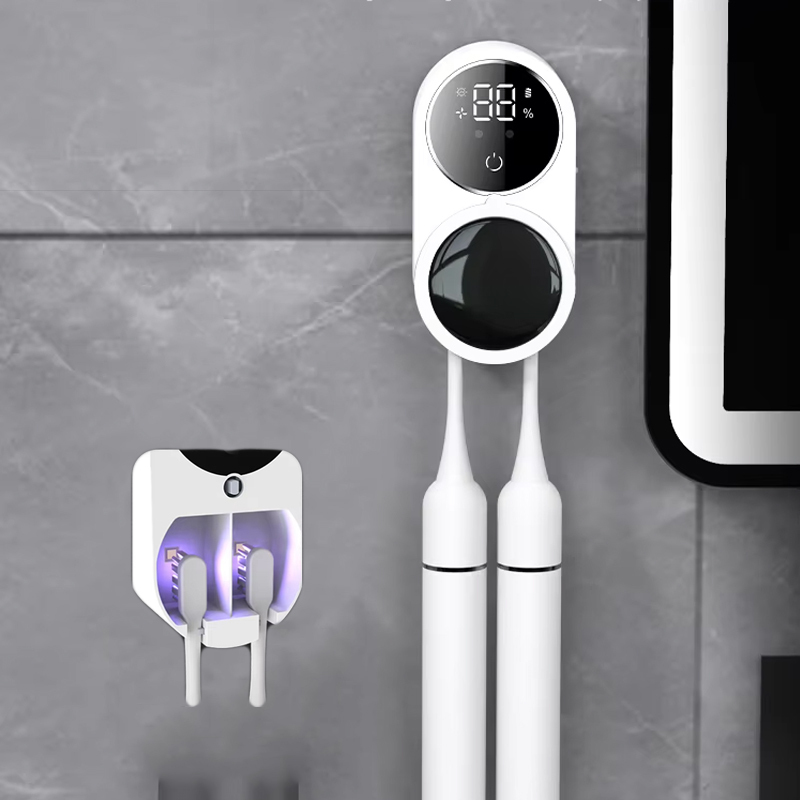 Smart Automatic Inductive Dual Toothbrush Sanitizer with Digital Display UVC UV Sterilization Circulating Air Drying