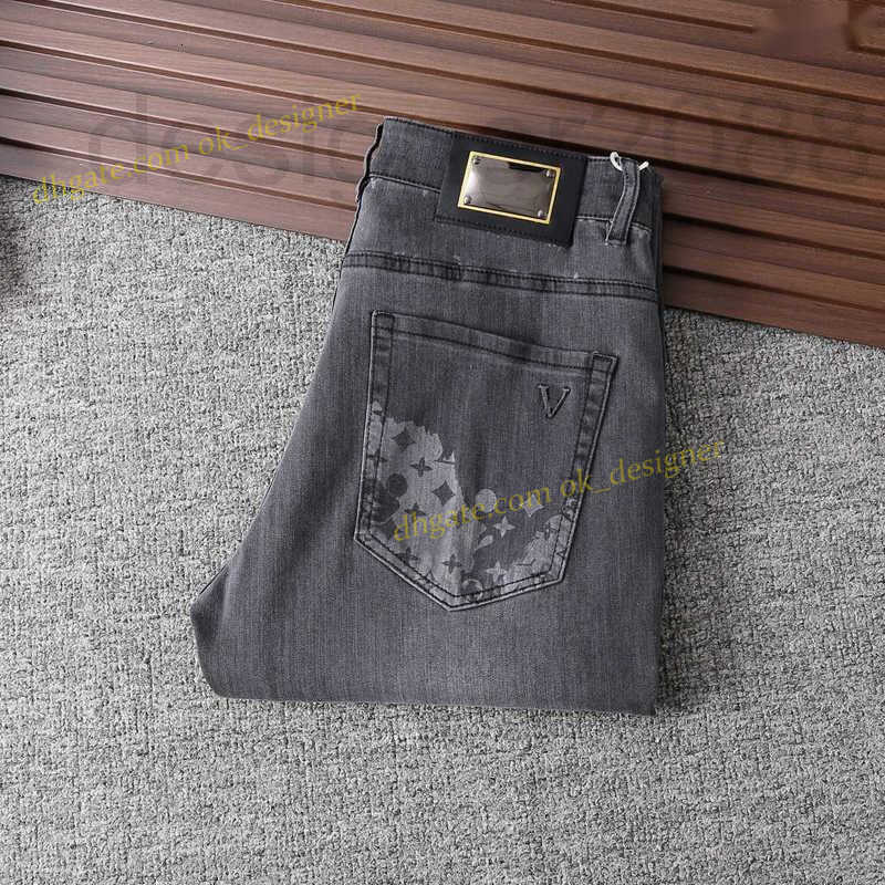 Men's Jeans Designer Luxury jeans Mens Jeans High-end jeans men printed new fashion brand straight slim trousers small feet stretch casual pants