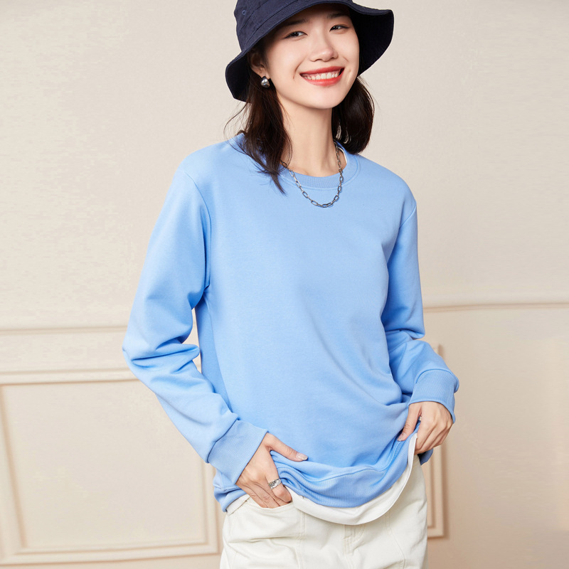L1358 Sweatshirt Women's Autumn New Round Neck Long Sleeve Simple Sports Couple Tops