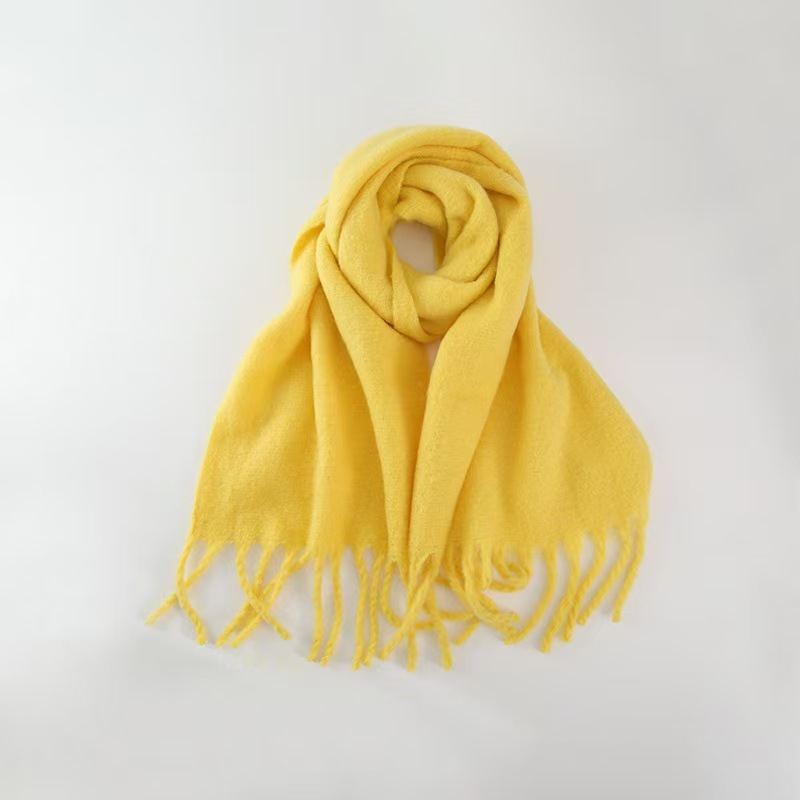 T778 all-match soft and glutinous pure color cashmere tassel scarf for women winter lengthened warm thickened neck shawl
