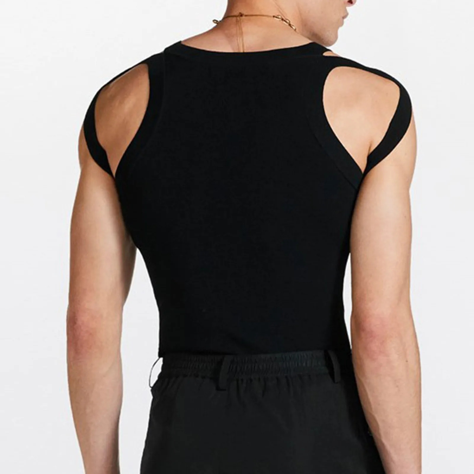 Men Tank Top Sexy Male Slim Fit Knitted Camisole Vest Elastic Slim Fit Base Coat Sexy Tight Fitting Vergi Olmayan 250519CJ