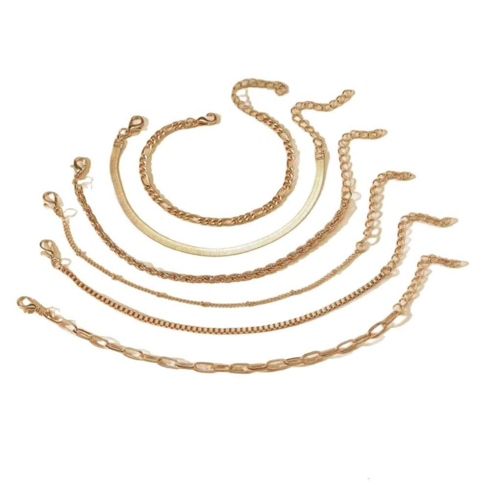 Fashion and minimalist metal chain bracelet set accessories, new alloy combination bracelets, hot selling