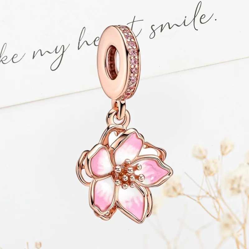 2025 New Sparkling Rose Gold Moon Graduation Cap Flowers Hearts Charm Beads Fit Original 925 Silver Bracelet DIY Women JewelryXJ250523