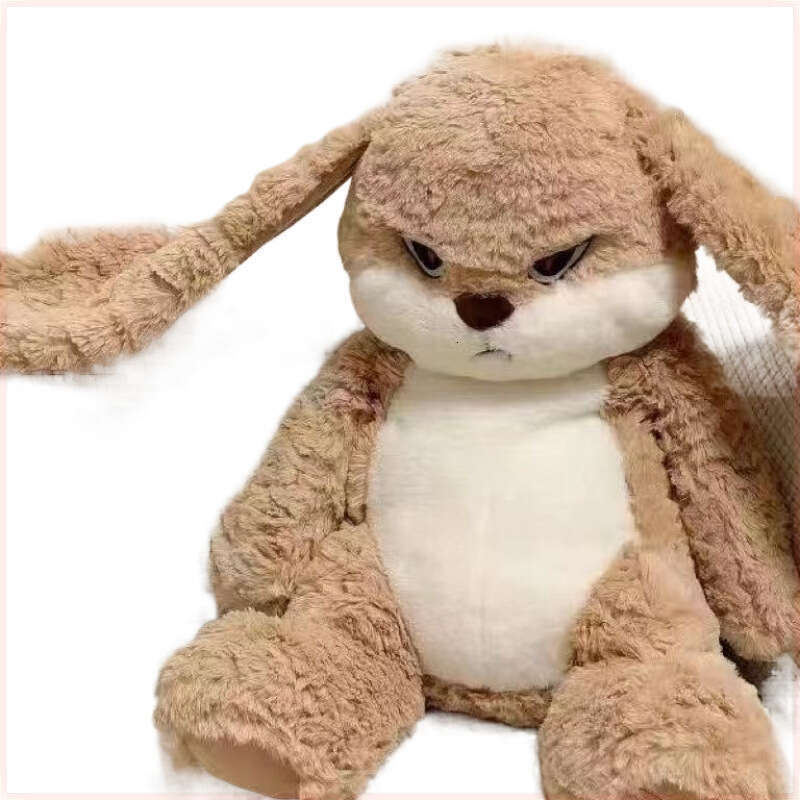 Grumpy Bunny Plush Doll Soft Fluffy Rabbit Hug Pillow Toy for Bed Sofa