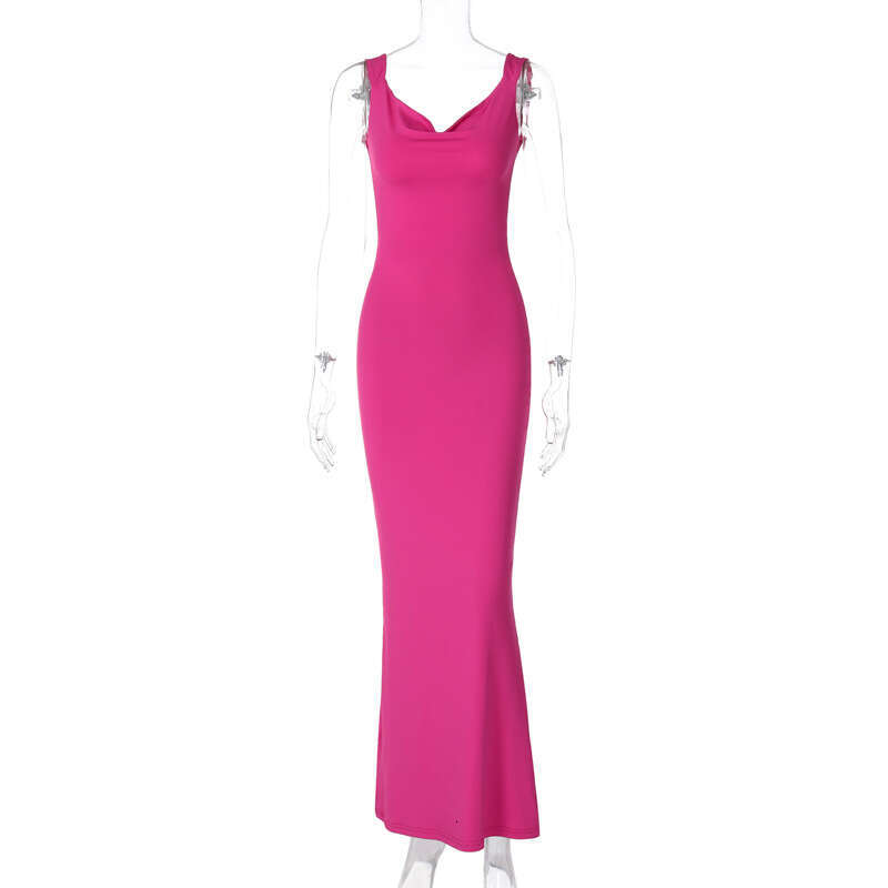 Halter Whit Maxi Dresses Selected Hot Selling New Sexy Backless Slim Fitting Patchwork Bow Wrap Buttocks Temperament Long Dress For Women Prom Sexy Dr