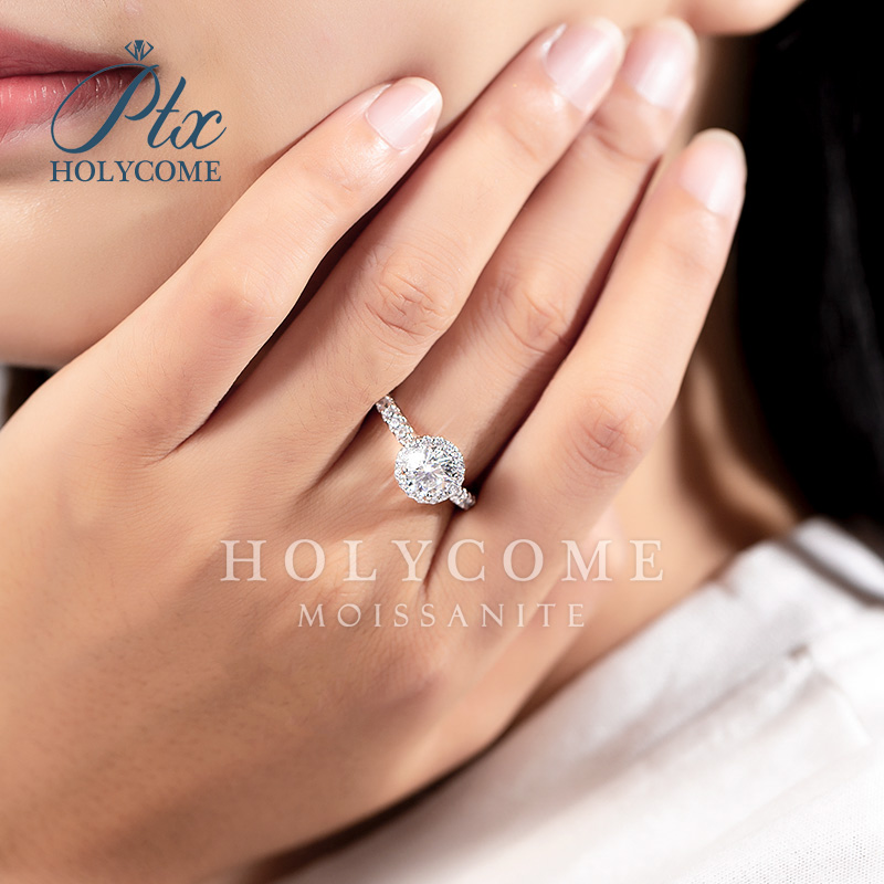 Women Moissanite Rings Classic 1ct D Vvs Moissanite Diamonds S925 Ring Jewelry White Gold Plated Sterling Silver Engagement Wedding Rings