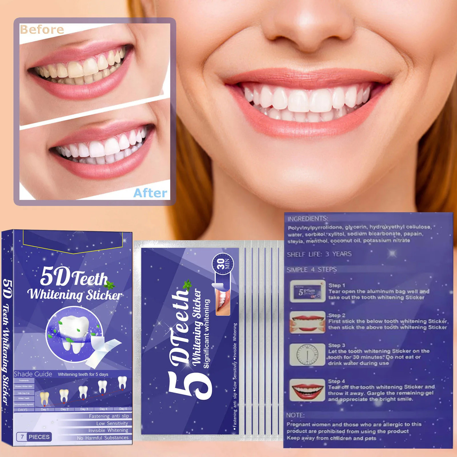 Teeth Whitening Strips Oral Care Teeth Whitening Kit Teeth Whitener Helps Remove Coffee And Wine Stains 250519