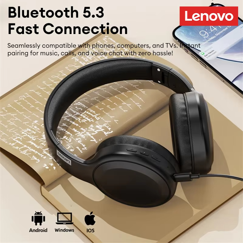 Lenovo TH30 Gaming Headset Over-Ear Wireless Bluetooth 360° Stereo Sound Headphones Long Endurance Low Latency Sport Earbuds