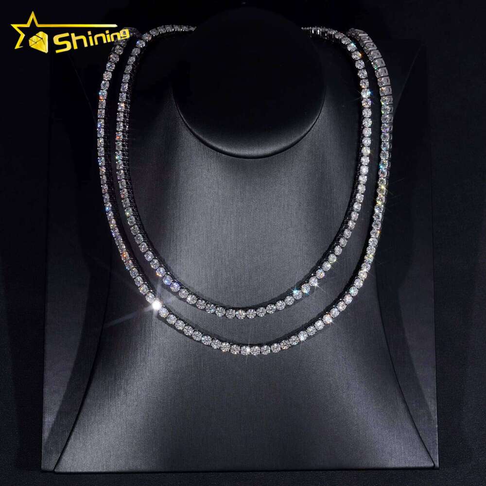 Iced Out Vvs Moissanite Lab Dia Stainless Steel 4Mm 18Inch 20Inch 22Inch Tennis Chain Necklace