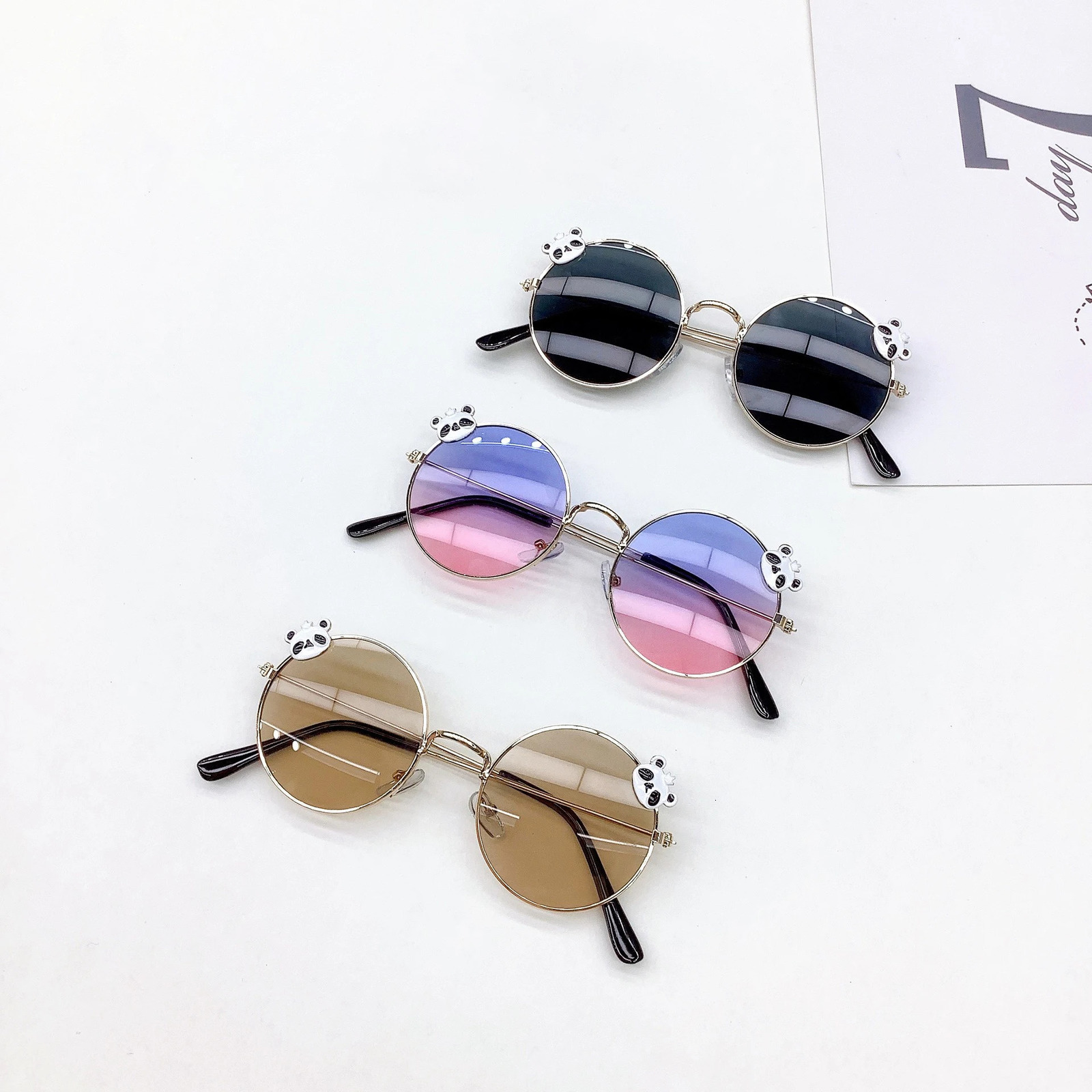Bear Childrens Fashion Round Frame Sunshade Sunscreen Sunglasses For Boys And Girls Anti UV Baby Glasses 250522