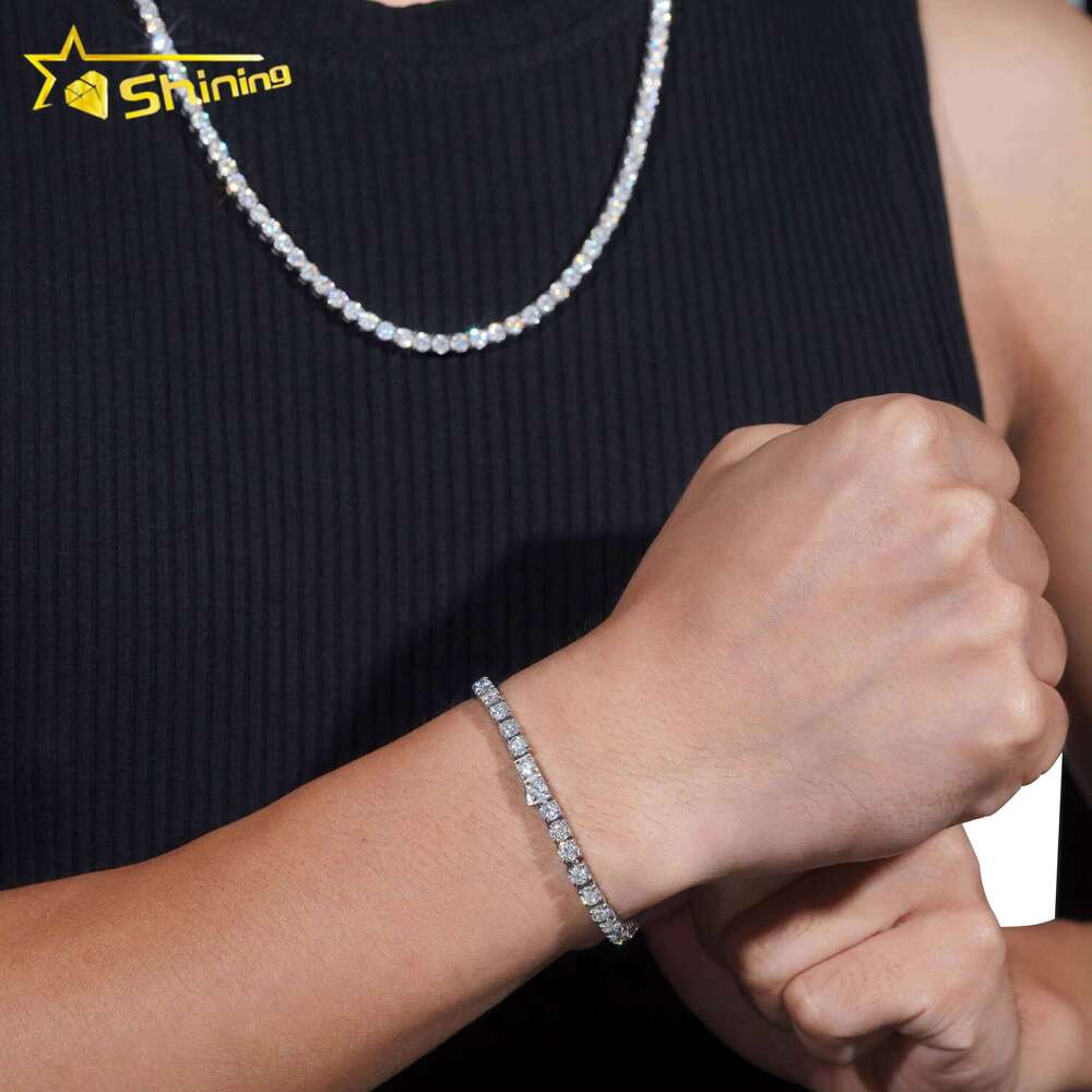 Iced Out Vvs Moissanite Lab Dia Stainless Steel 4Mm 18Inch 20Inch 22Inch Tennis Chain Necklace