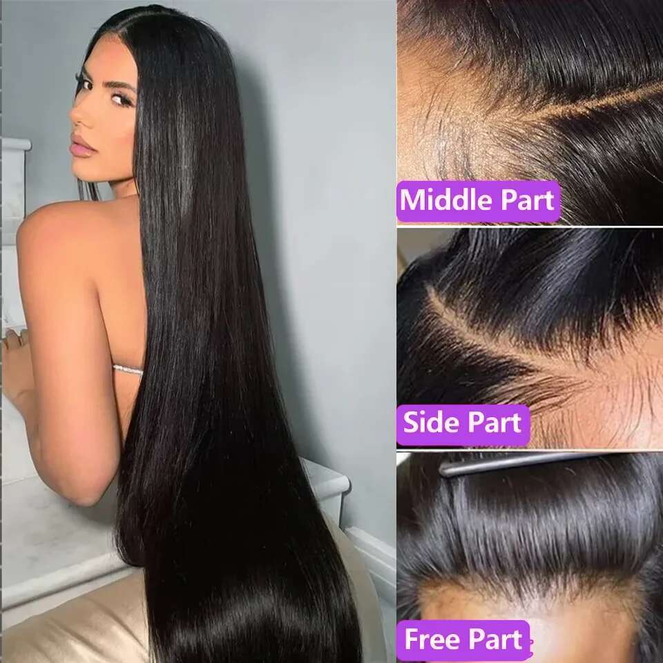 40 Inch 300% Density Vieamese Bone Straight Wig Double Drawn 100% Raw 13x4 Lace Frontal Wigs Human Hair Preplucked