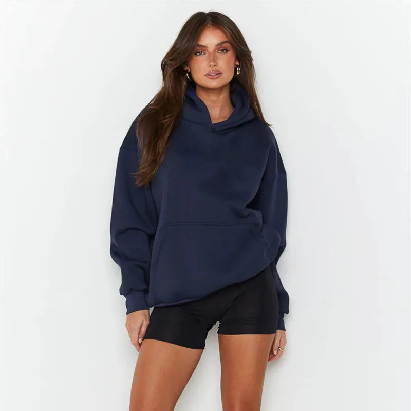 Men women navy blue Hoodies Autumn Long Sleeve Pullover Tops Casual Pocket Hoodies Unisex Outer Loose Sport Wear250522