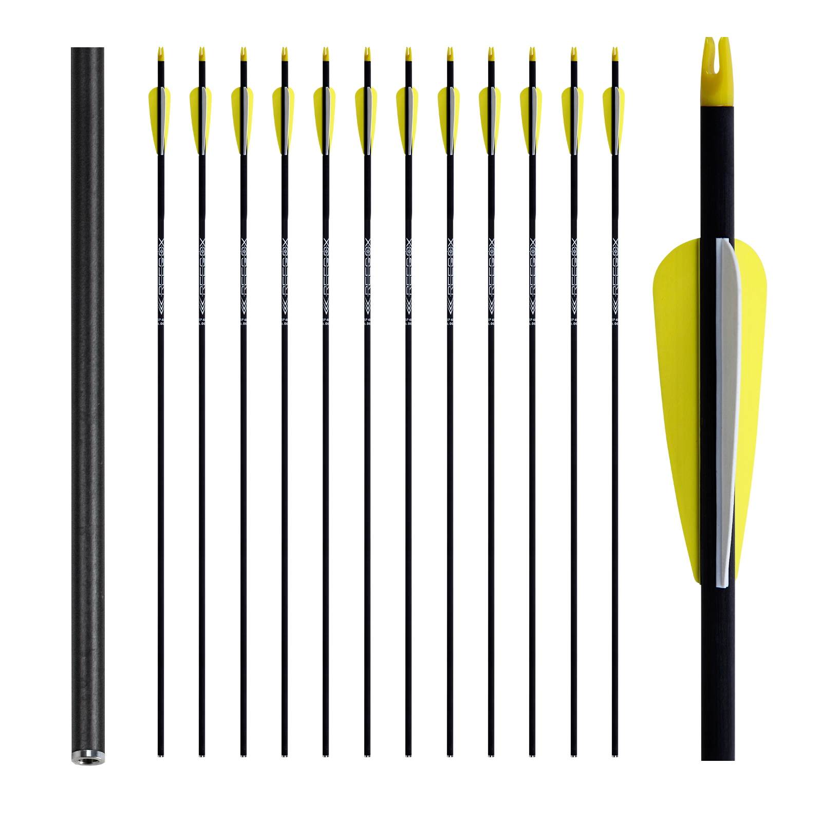 Archery Arrows Without Arrowheads 31inch Targeting Arrows Spine250-600 Arrows 6.2mm Carbon Hunting Arrows for Recurve Bow and Compound Bow (12Pcs)