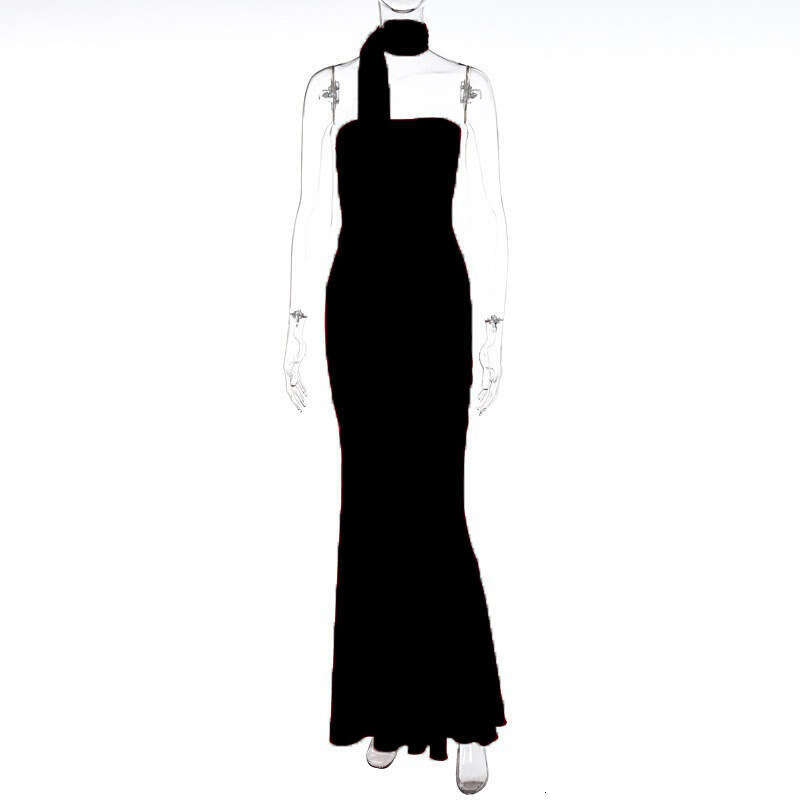 Halter Whit Maxi Dresses Selling Summer New Style Fashionable Temperament Close Fitting Waist Wrapped Chest Fish Patterned Skirt Bottom Shawl Dress Pr