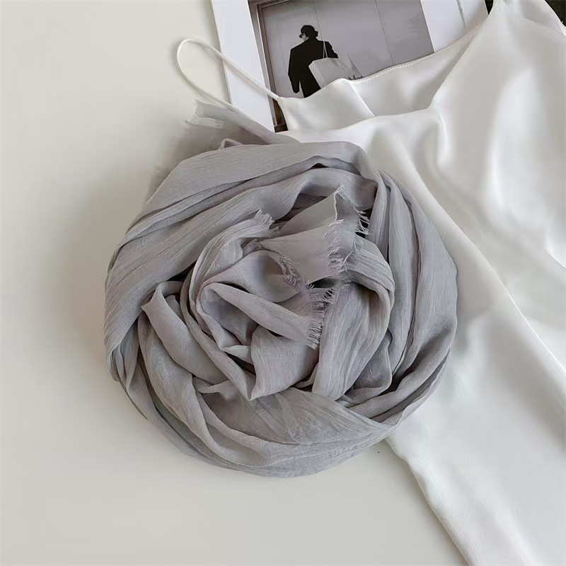 T786 Thin Women's Desert Shawl Color Winning Cotton and Linen Beige Versatile Scarf Xinjiang Tourism Sunscreen Gauze Scarf