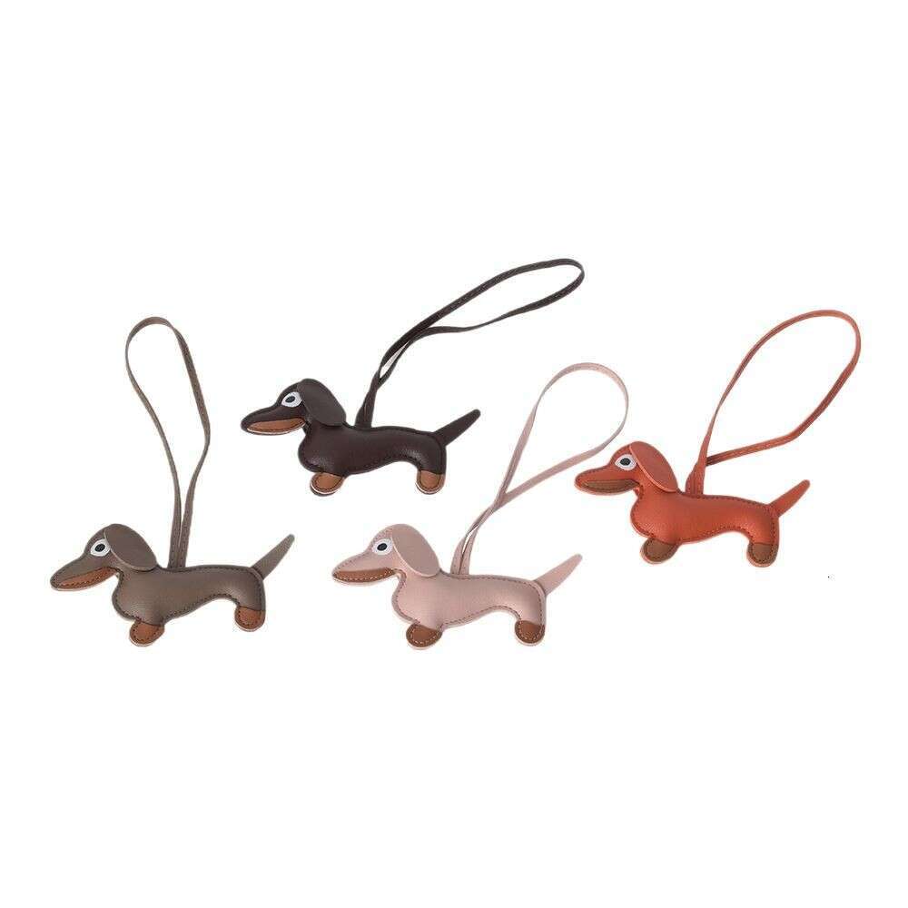 Sausage dog pendant cartoon puppy bag leather creative keychain mobile phone hanging decoration gift accessories