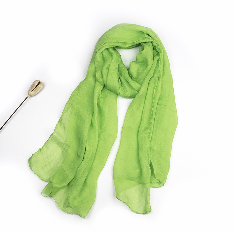 K800 Autumn and winter scarf new Korean version of large solid color silk scarf imitation silk beach towel women's scarf pleated chiffon scarf