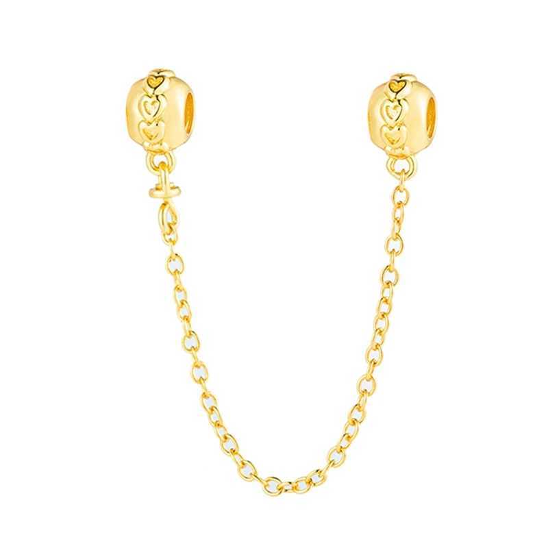 Golden Series DIY Charm Jewelry Gift Chinese DragonDouble Heart Split Dangle Bead Fit Original 925 Sterling Silver Pan BraceletXJ250523