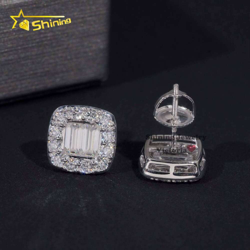 Halo Design Versatile Stud 10K Soild Gold Mens Hip Hop VVS Moissanite Earrings