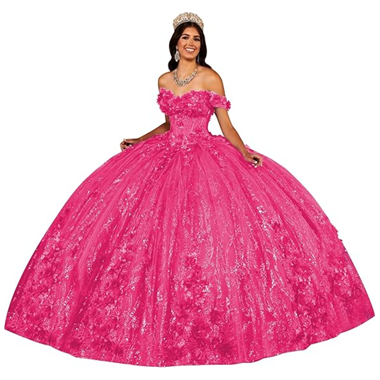 Princess Royal Blue Quinceanera Dress Off Shoulder Sweetheart Beading With 3D Flowers Ball Gown Elegant Tulle Dresses Custom Made Vestido De Novia Swe