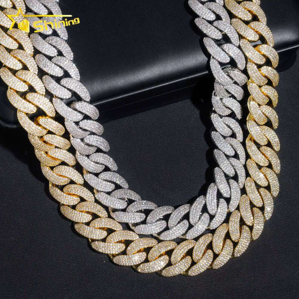 Hip Hop Men Fashion Big Size 20Mm Gold Plated Iced Out Brass CZ Dia Cuban Link Chain