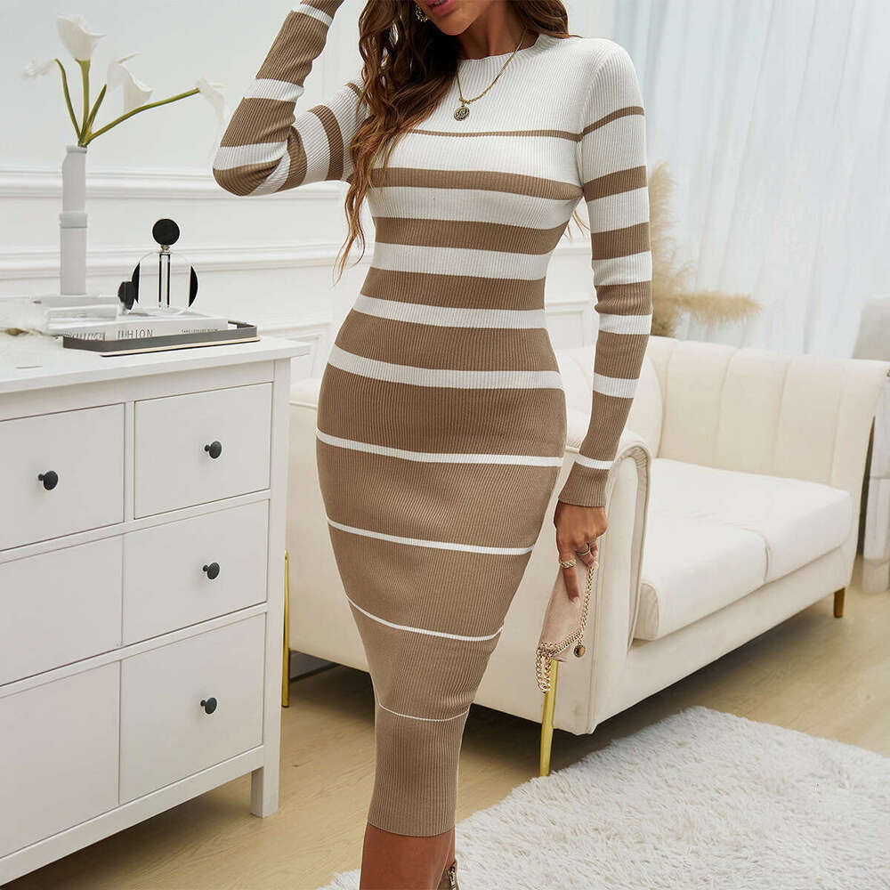 Halter Whit Maxi Dresses Diyun Autumn Winter Women S Clothing Style Slimming And Color Contrasting Long Sleeve Dress Prom Sexy Dress