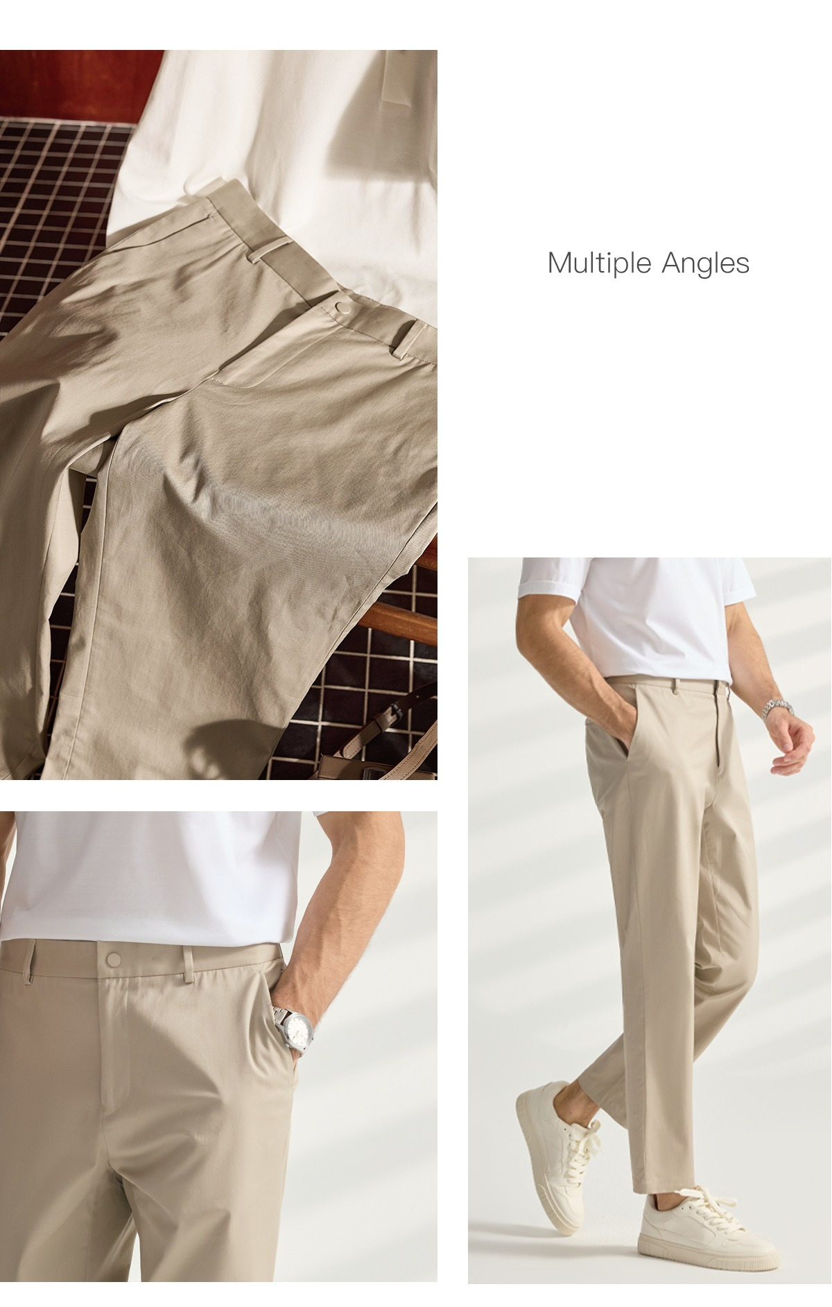 BXS/Men's Beige Business Casual Pants/Khaki Casual Trousers for Men/Office-to-Weekend Beige Chinos