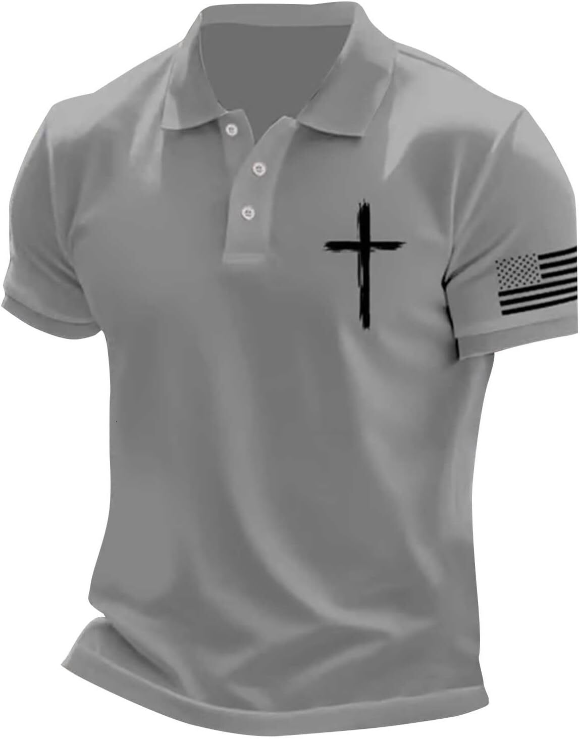 Mens Polo shirt Christian Cross Polo Shirts American Flag Short Sleeve Golf Clothes 4th of July USA Flag Casual Patriotic Tops Polos